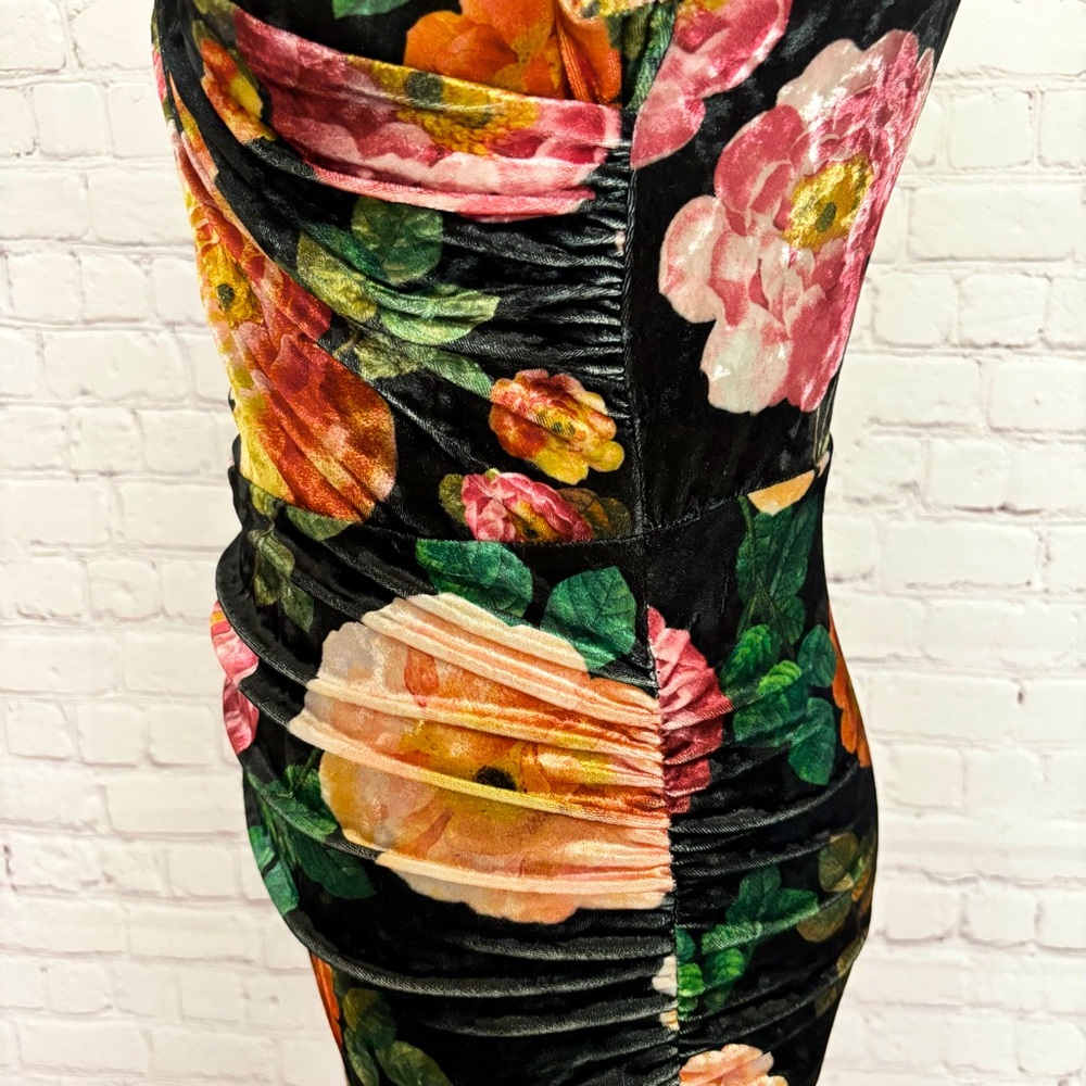 GUESS Eco Tess Peony Charm Print Long Sleeve Velvet Mini Dress--NWT--S - Picture 7 of 16
